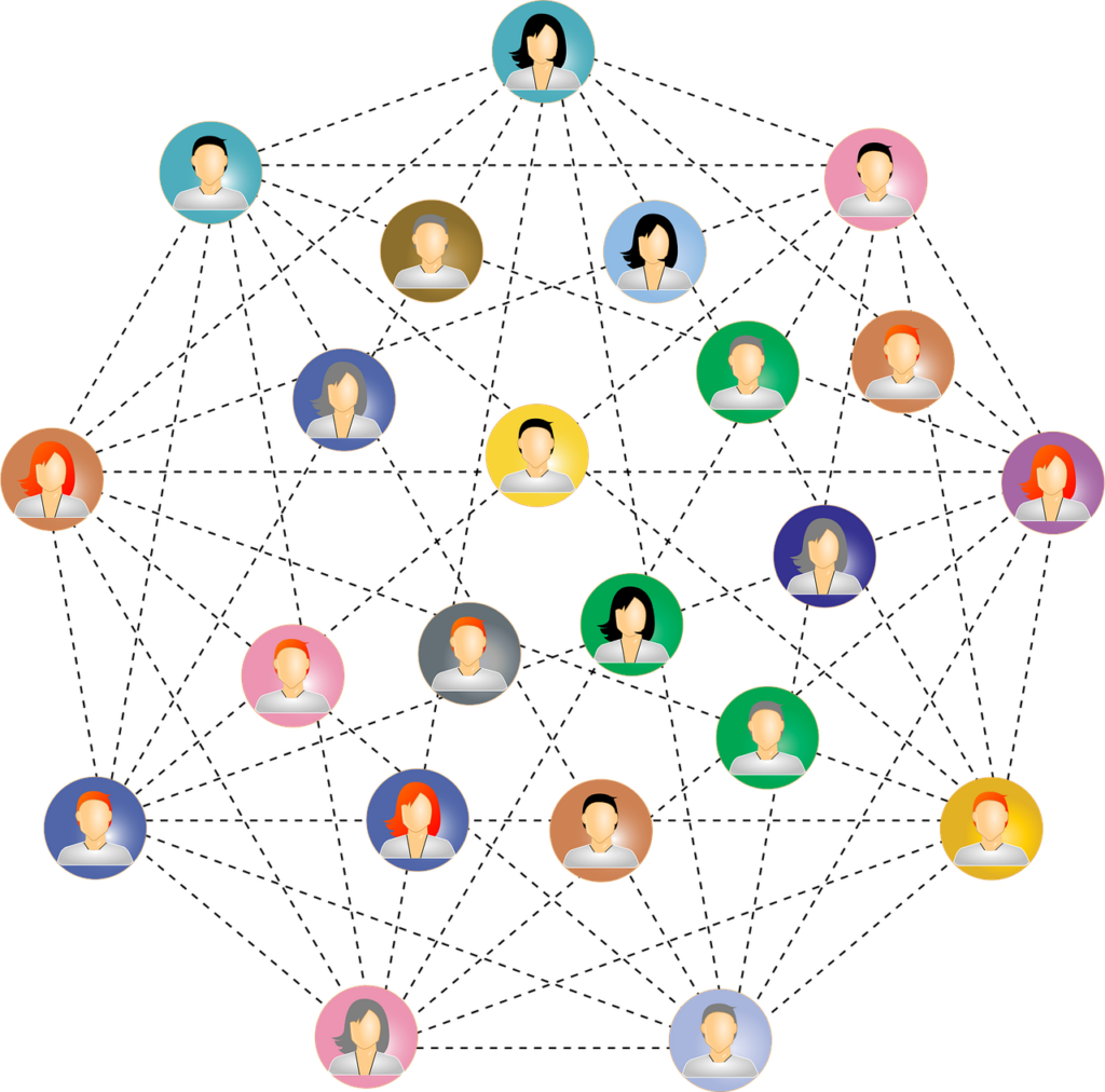 Illustration - Ein schematisches Netzwerk von Menschen