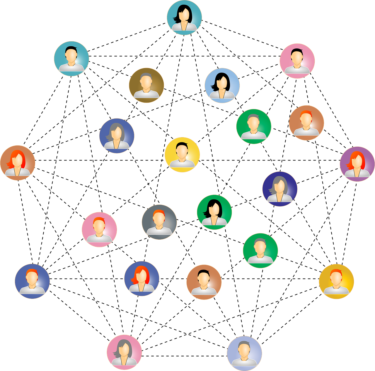 Illustration - Ein schematisches Netzwerk von Menschen