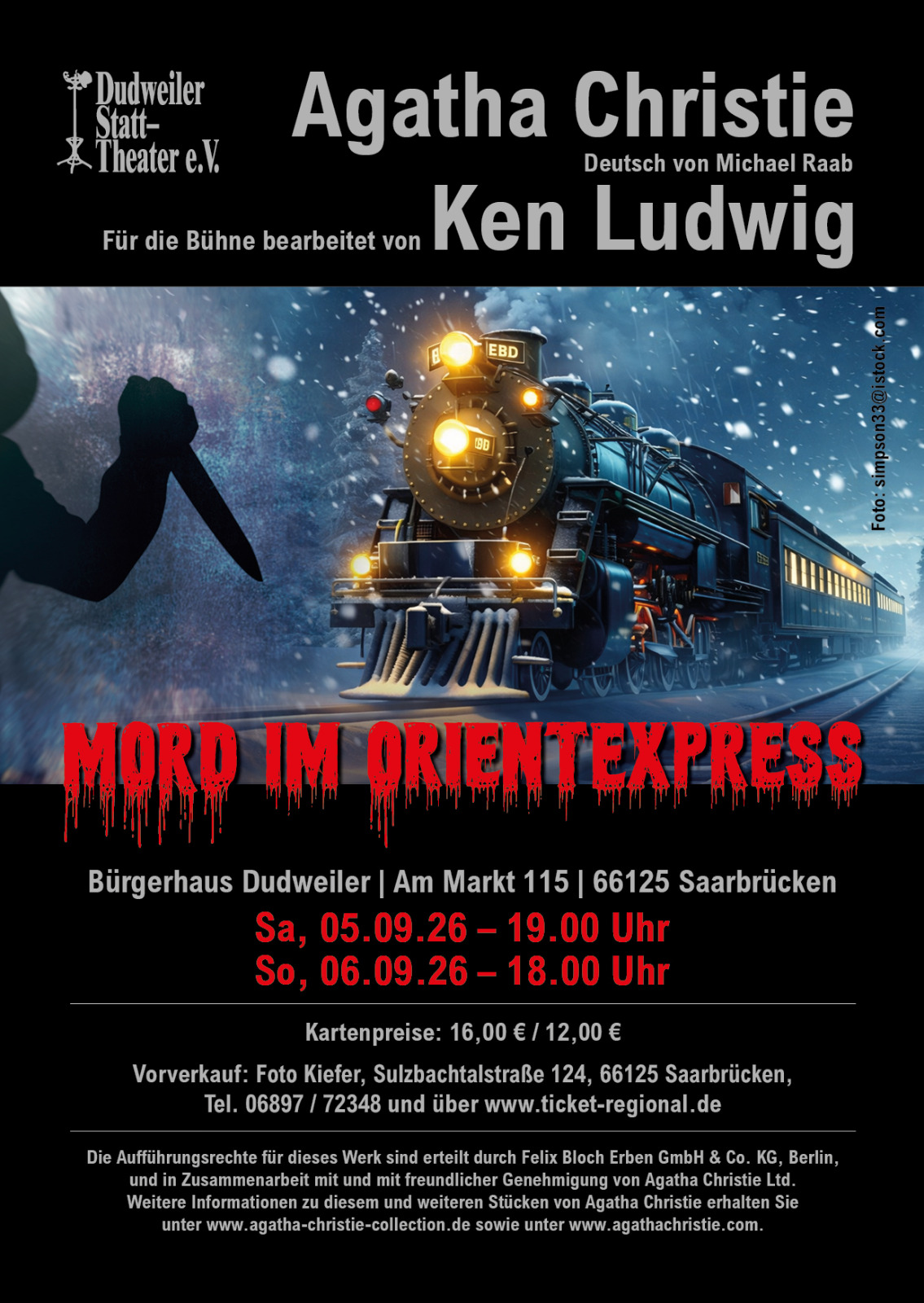 Agatha Christie - Mord im Orientexpress - Plakat zur Aufführung