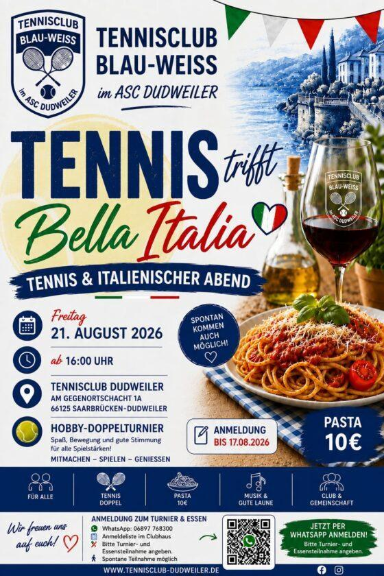 Tennis trifft Bella Italia - Plakat zur Veranstaltung